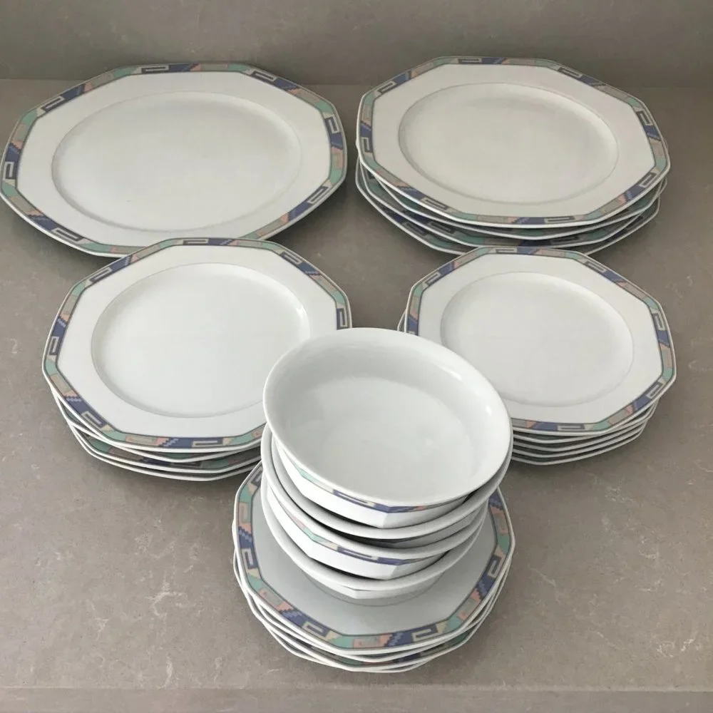 CHRISTOPER STUART FINE CHINA SOUTHWEST DESIGN 22 PIECE DINNER SET PLATES